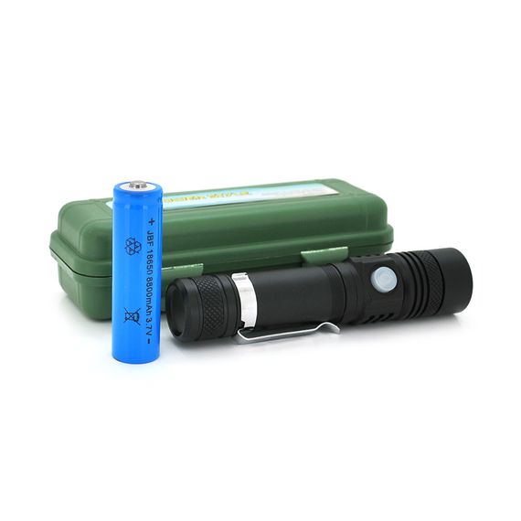 Ліхтар ручний PIPO KY-T6, 1LED T6, 3W, 3 режими, ZOOM, 18650/2800mAh, Black, IP44, USB-microUSB, 125х28х25мм, BOX | Зображення 1