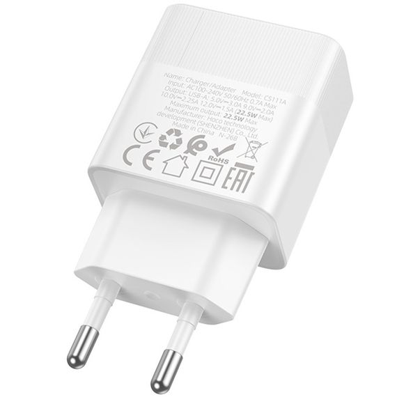 МЗП Hoco CS111A Lounge PD22.5W (1USB-C) White | Зображення 2