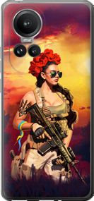 Чехол на Oppo Reno10 Pro Украинка с оружием "5316u-3109-17620"