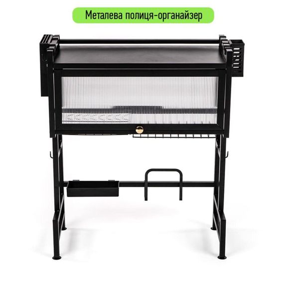 Полиця-органайзер для зберігання та сушіння посуду над раковиною мобільна з нержавіючої сталі 65х30х78см Чорна SW-00002115 | Зображення 1