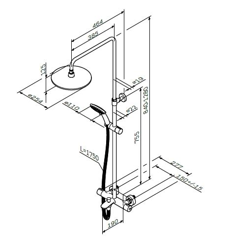 Душова система AM.PM Like ShowerSpot з термостатом F0780500 | Зображення 1