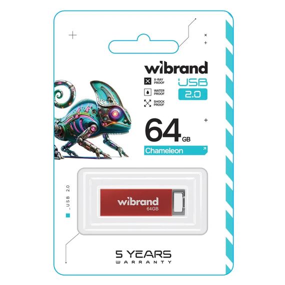 USB флеш накопичувач Wibrand 64GB Chameleon Red USB 2.0 (WI2.0/CH64U6R) | Зображення 1