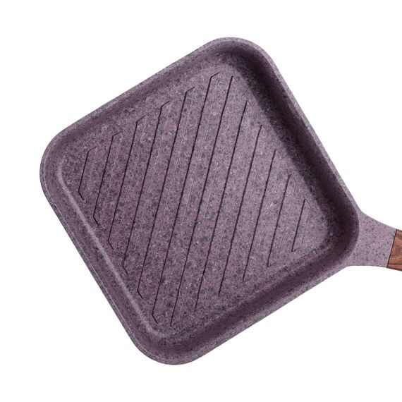 Сковорода-гриль алюмінієва, квадратна, 2,5 літри, з антипригарним покриттям, 24 см, MGC Purple HP-4-443M | Зображення 1