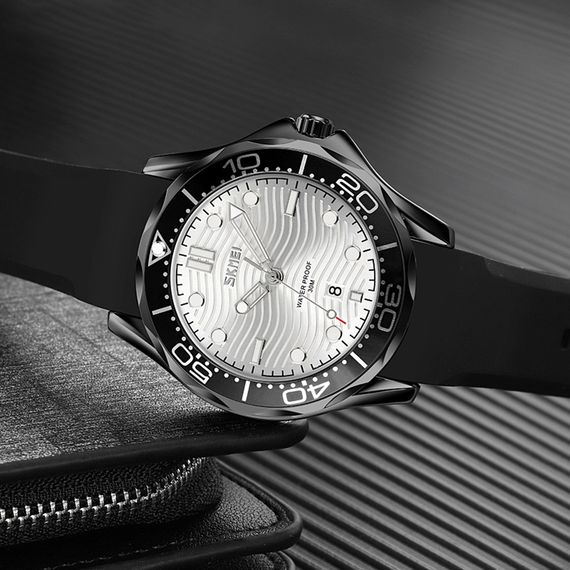 Чоловічий годинник Skmei 9276PBKSI Black-Silver Silicone strap | Зображення 3