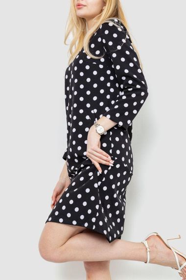 Платье свободного кроя в горох  цвет черный 230R17 | Зображення 2