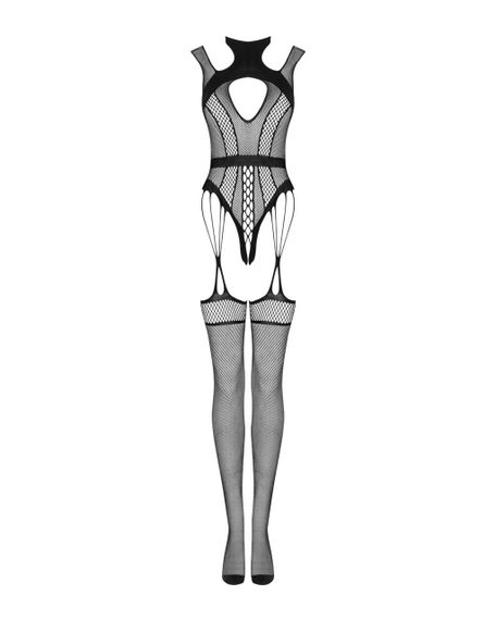 (SALE) Ажурний бодістокінг з отворами Obsessive Bodystocking G327 black S/M/L, чорний, комбінезон, з доступ Sex Aura | Зображення 5