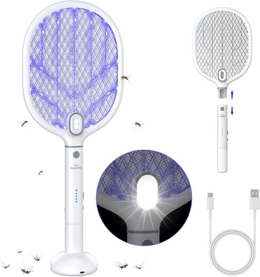 Електрична мухобійка акумуляторна пастка для знищення комах, мух, комарів 4000 В з LED-підсвіткою для дому та вулиці 1800 мАг