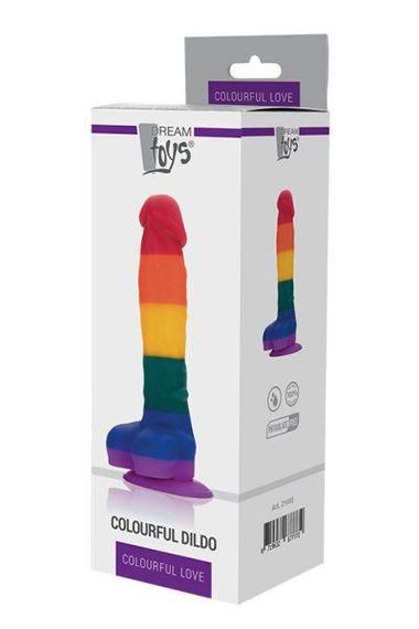 Райдужний фалоімітатор на присосці Dream toys Colourful Love Rainbow Dildo, 20 см х 3.8 см Sex Aura | Зображення 2