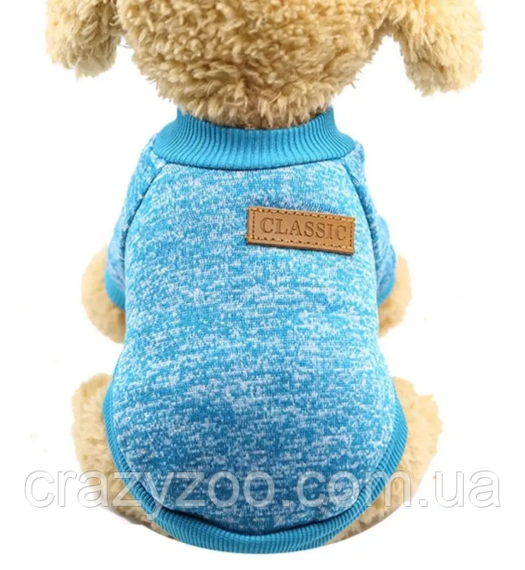 Кофта для собак и котов EcoToys Lake Blue S рябая голубая A: 25 см B: 34 см C: 20 см 7087 | Зображення 4