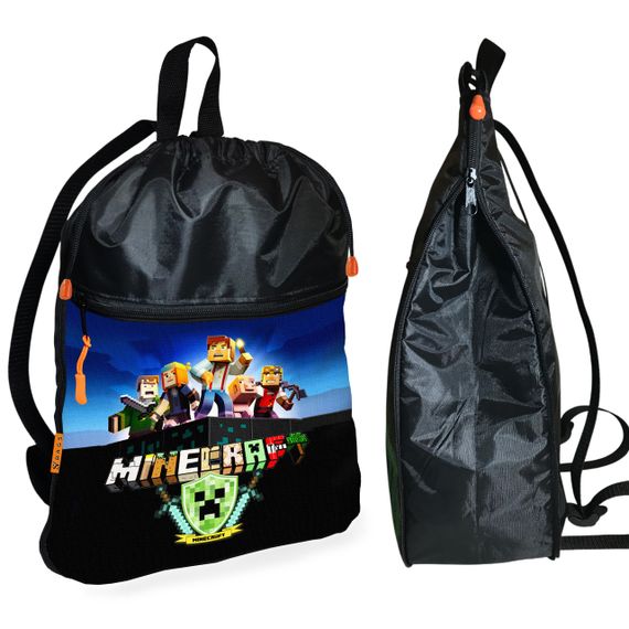 Рюкзак-мешок для обуви,спортивной формы Майнкрафт "Minecraft" детская сумка для сменки с расширителем (01271)