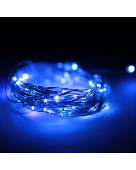 Світлодіодна гірлянда нитка Led Краплі роси на 100 світлодіодів 10 м статичний режим на батарейках + USB підключення Синій | Зображення 1