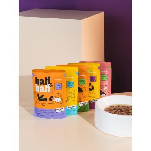 Корм влажный Half&Half для стерилизованных кошек, кусочки с тунцом в соусе в форме пауча, 100 г | Зображення 5