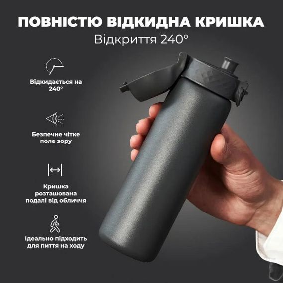 Пляшка для води металева вакуумна ION8 500 мл Vacuum Insulated Grey (I8TS500GRY) | Зображення 4