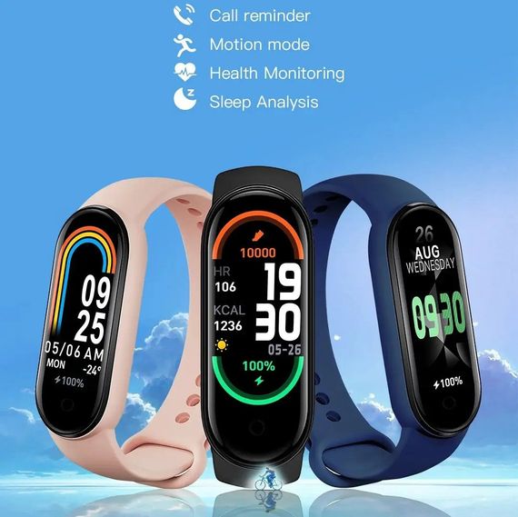 Смарт-годинник Smart Band M8, фітнес-трекер, пульсометр, тонометр, спортивні для Android і IOS | Зображення 1