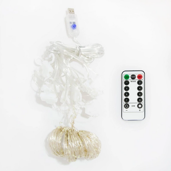 Гірлянда штора LED Copper Lamp світлодіодна гірлянда крапля роси водоспад працює від USB розміри 3.2х3 м | Зображення 1