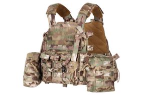 Плитоноска 2E Tactical , Тип 1, з кишенями для бічного захисту і підсумками, Молле, камуфляж (2E-MILPLACARR1-MC)