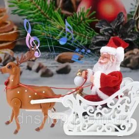 Музична іграшка "Санта Клаус із оленем на санях"