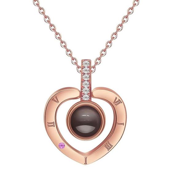 Кулон у формі серця з проекцією "I love you" на 100 мовах світу / Жіночий кулон з ланцюжком / Підвіска на шию | Зображення 9