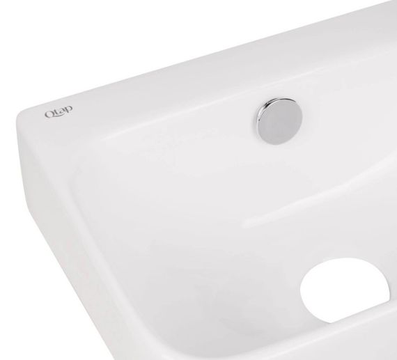 Комплект Qtap Tern: Раковина підвісна прямокутна права 450х250х158 мм White + Донний клапан PU02O (QT17115117RWN47328) | Зображення 3