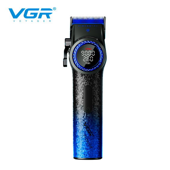Аккумуляторная машинка для стрижки VGR V-001 BLUE, 10 насадок, 9000 RPM, 4600 mAh, LED дисплей | Зображення 3