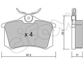 Колодки задні гальмівні Caddy/Golf/Octavia (TRW) 17mm, CIFAM (8221001)