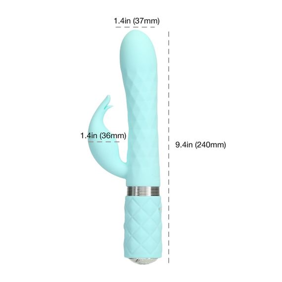 Розкішний кролик з ротацією та вібрацією Pillow Talk Lively Teal, кристал Сваровскі, потрійний відро | Зображення 3
