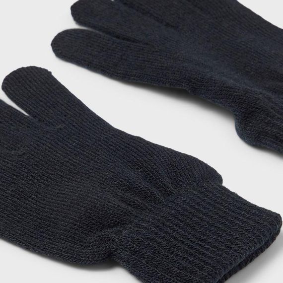 Дитячі демісезонні в'язані рукавички для хлопчиків Name It One Size 2-6р Чорні (25091720A) | Зображення 1
