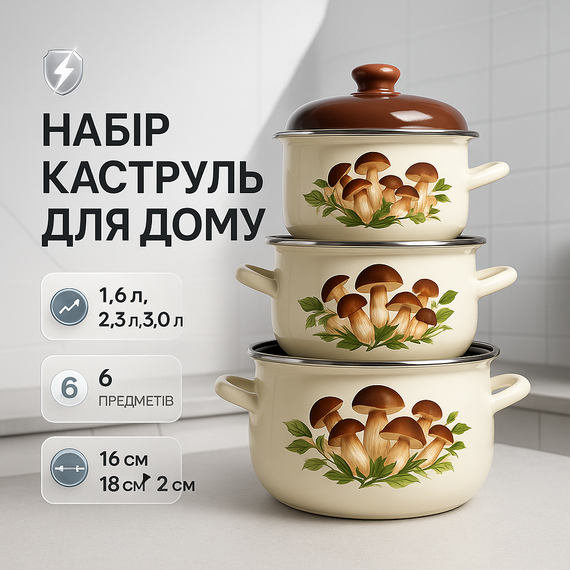 Комплект металлических кастрюль, Набор кастрюль с комплектом крышек, Набор посуды кастрюли IW-41