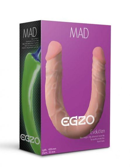 Двосторонній фалоімітатор EGZO MAD Ciberskin 42 см*3.5 см Sex Aura | Зображення 1