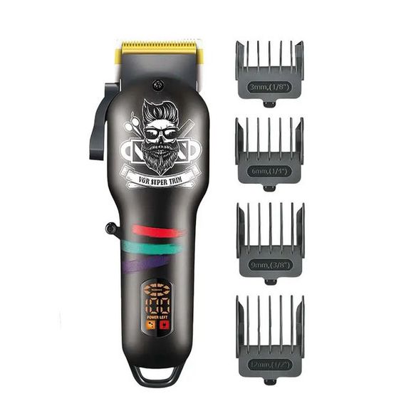 Машинка для стрижки волосся та бороди професійна VGR V-699 з насадками та LED дисплеєм. Колір: чорний | Зображення 3