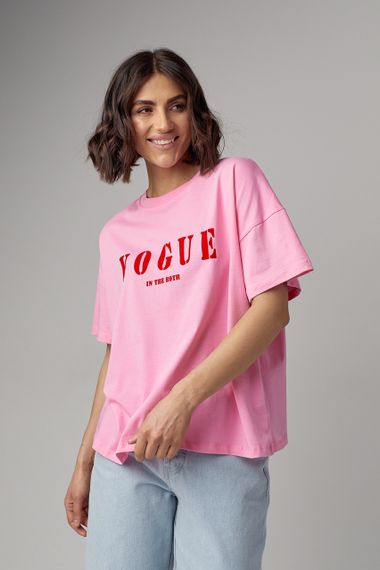 Женская футболка oversize с надписью Vogue - розовый цвет, L (есть размеры) | Зображення 7