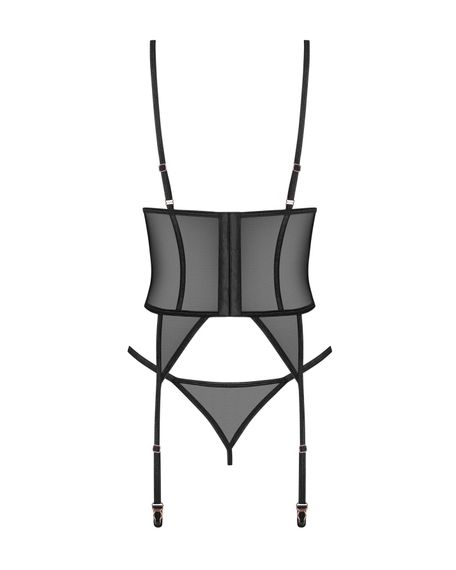 Корсет Obsessive Euridia corset & tanga XS/S, Чорний, XS/S | Зображення 4