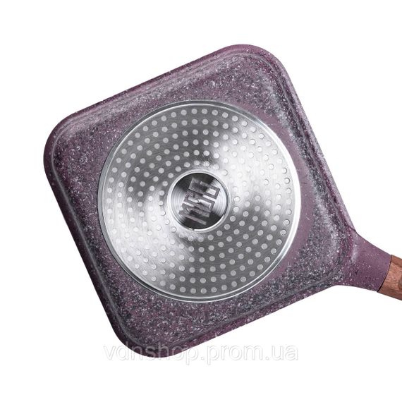 Сковорода-гриль алюмінієва, квадратна, 2,5 літри, з антипригарним покриттям, 24 см, MGC Purple HP-4-443M | Зображення 2