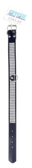 Нашийник зі штучної шкіри з кристалами Fetish Boss Series - Collar with crystals Silver, BS3300101 sexstyle | Зображення 1