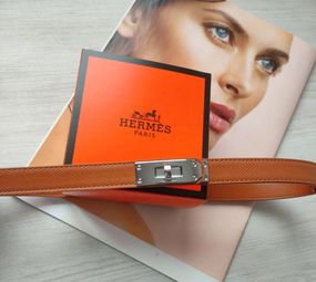 Трендовий шкіряний вузький ремінь Hermes рудий