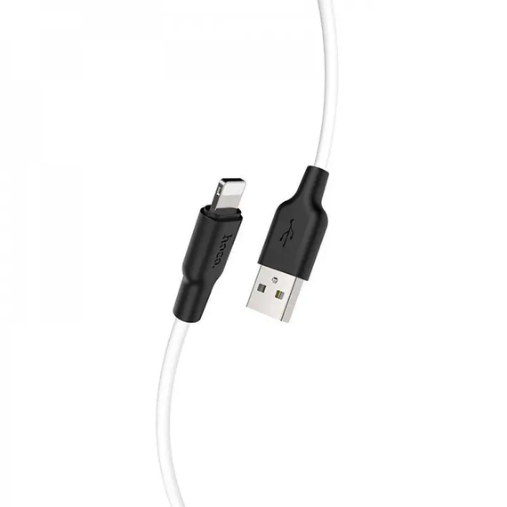 Кабель Hoco X21 Plus Silicone Lightning (2m) білий з чорним, кабель для айфона, шнур зарядки | Зображення 3