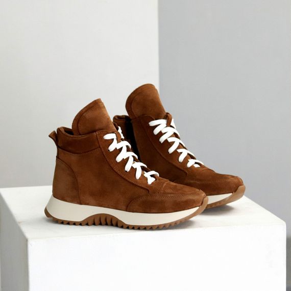 Шикарні спортивні замшеві руді черевики на флісі | Зображення 2