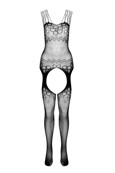 Бодістокінг Passion ECO BS004 black, відкритий доступ, імітація підв’язок, квітковий декор sexstyle | Зображення 4