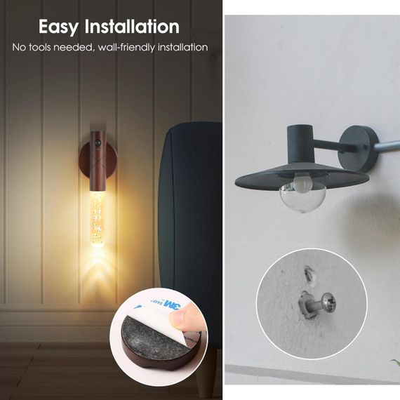 Нічник перезаряджуваний, з датчиком руху для приміщень, теплий білий регульований нічник | Зображення 4