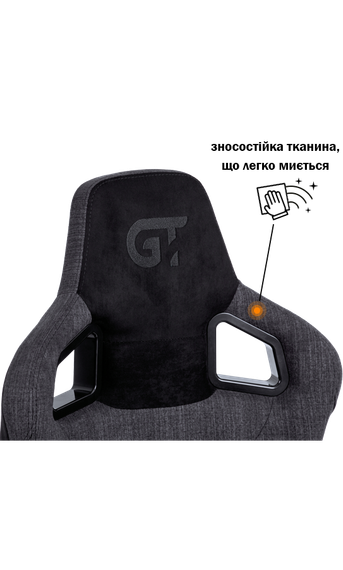 Кресло геймерское GT RACER X-8005 Dark GrayBlack Suede | Зображення 2
