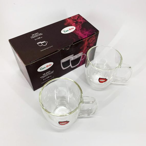 Кружка для кофе с двойным дном Con Brio CB-8423-2, 2шт, 230мл, Чашка с двойной стенкой SY-93 | Зображення 5