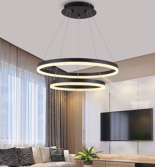 Люстра світлодіодна підвісна LED світильник для квартири на стелю лед 26725 Чорний 20-190х80х60 см. | Зображення 2