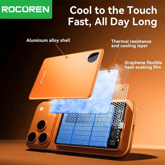 Бездротовий магнітний повербанк Rocoren Mini Magnetic Power Bank 5000mAh 20W Orange | Зображення 3