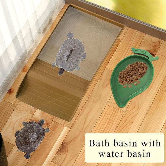 Ванночка та поїлка для черепах і рептилій набір, миска ємність для води для повзаючих домашніх тварин, ящірок для тераріуму | Зображення 6