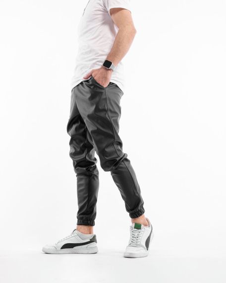 Чоловічі штани "Leather base" колір чорний р.2XL 439946 | Зображення 2