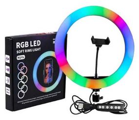 Кільцева LED лампа для студійного освітлення Ring RGB MJ18 18 см з пультом