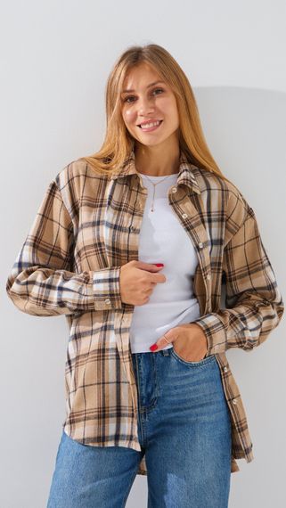 Сорочка з візерунком жіноча LAWA WBC02443 L Бежевий shop (2888000018199)