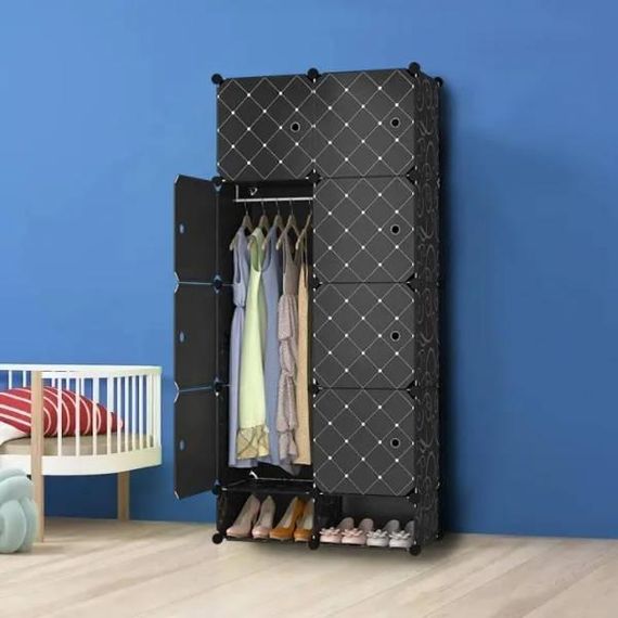 Шкаф складной пластиковый 75*37*162см для одежды и обуви 10098 Черный