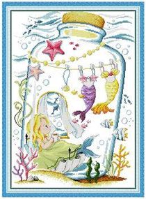 Набір для вишивання за нанесеною на канву схемою "Mermaid's Boudoir 1". AIDA 14CT printed 40*54 см