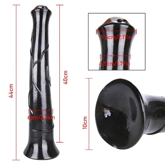 Реалістичний кінський фалоімітатор чорного кольору з присоскою (40*6 см) | Зображення 2